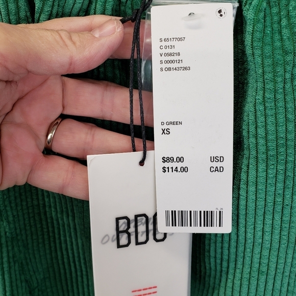 BDG Georgie Corduroy Overall green size XS NEW - Picture 11 of 13